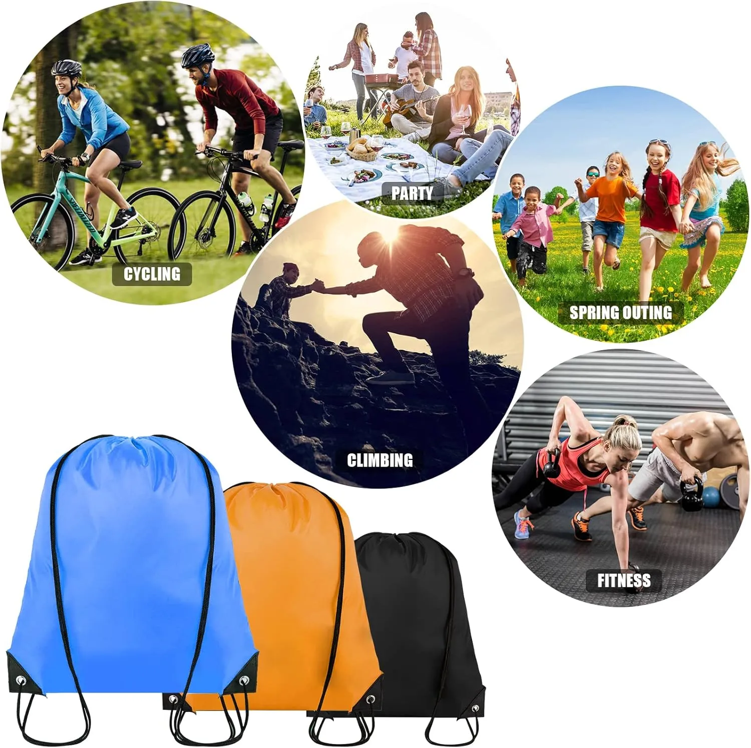 60 Pieces Drawstring Backpack Bulk Cinch Sackpack Ployster Drawstring Bags for Gym Party Trip(20 Colors)