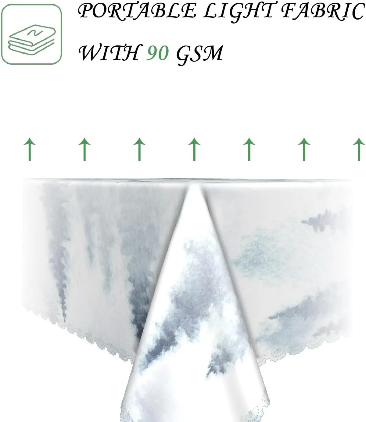 60x102 Inch Nature Rectangle Tablecloth Foggy Pine Forest Dreamland Table Cloth Spill Resistant Durable Table Cover for Party Picnic Indoor Home Decor