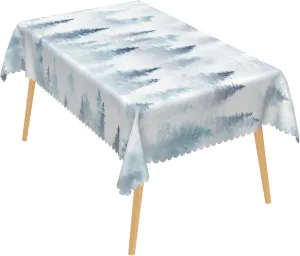 60x102 Inch Nature Rectangle Tablecloth Foggy Pine Forest Dreamland Table Cloth Spill Resistant Durable Table Cover for Party Picnic Indoor Home Decor