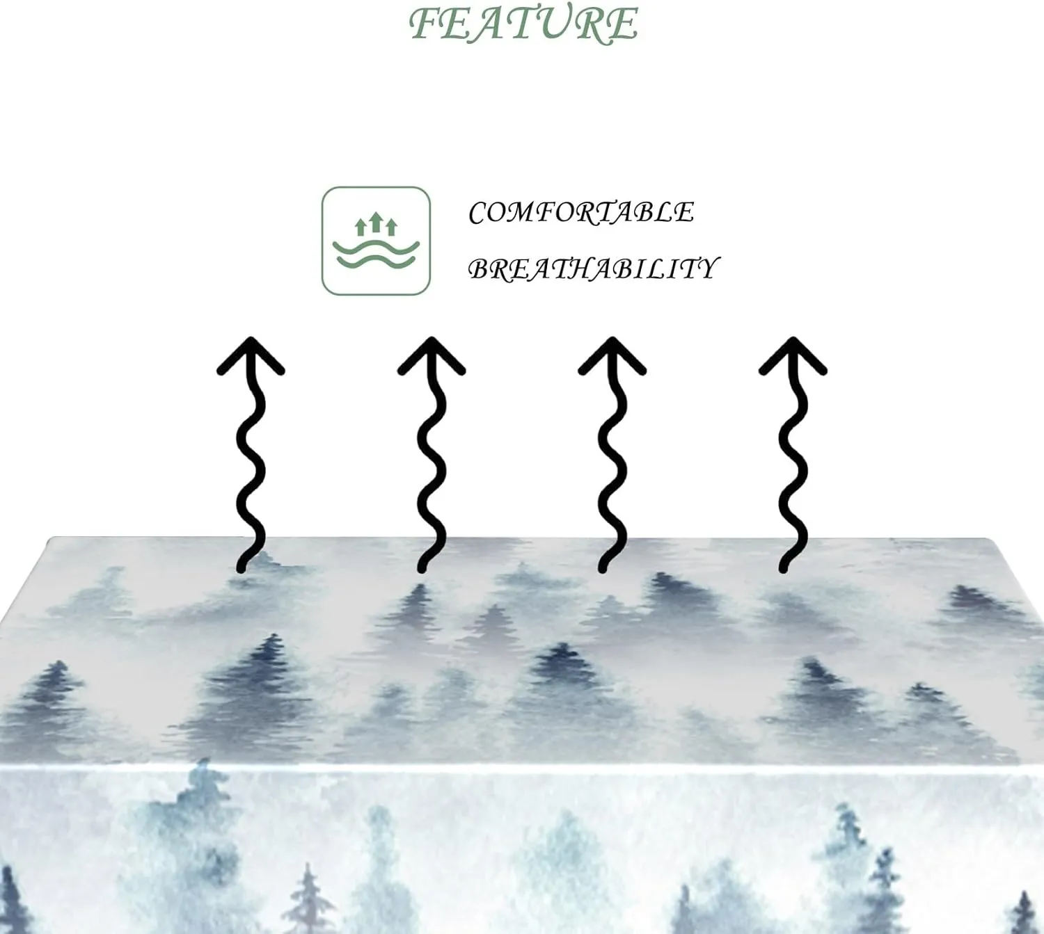 60x102 Inch Nature Rectangle Tablecloth Foggy Pine Forest Dreamland Table Cloth Spill Resistant Durable Table Cover for Party Picnic Indoor Home Decor