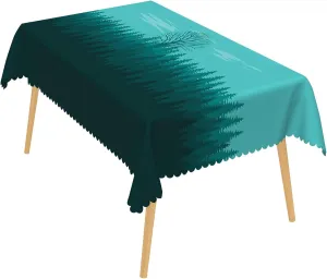 60x102 Inch Nature Rectangle Tablecloth Illustrated Forest Table Cloth Spill Resistant Durable Table Cover for Picnic Indoor Gaming Room Decor