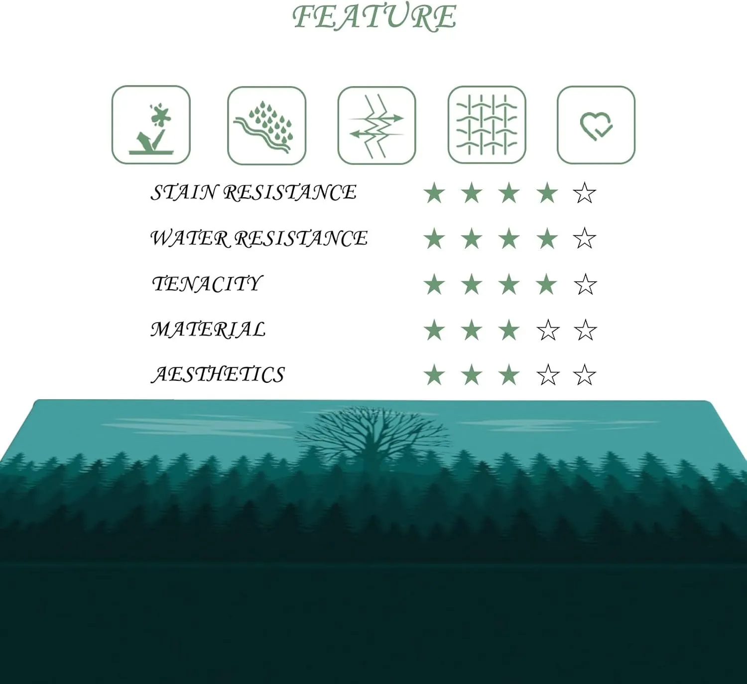 60x102 Inch Nature Rectangle Tablecloth Illustrated Forest Table Cloth Spill Resistant Durable Table Cover for Picnic Indoor Gaming Room Decor