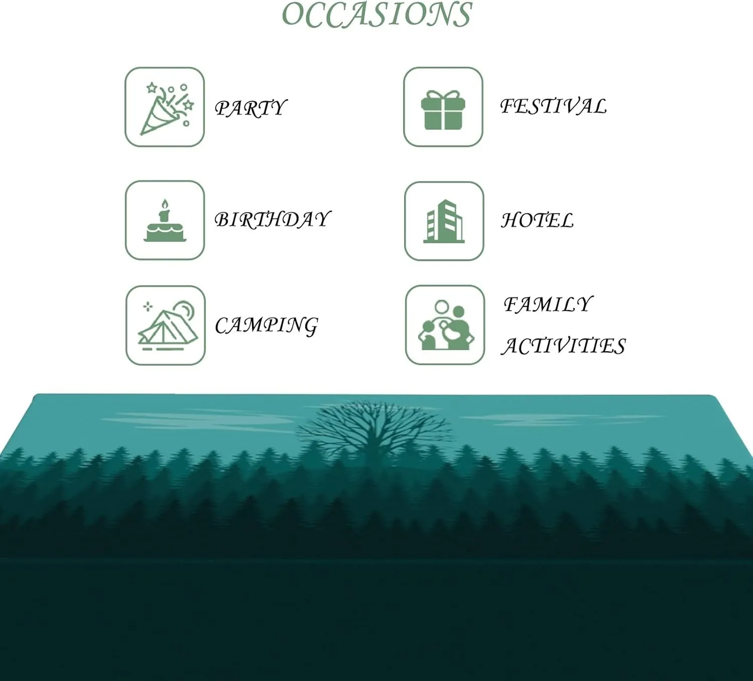 60x102 Inch Nature Rectangle Tablecloth Illustrated Forest Table Cloth Spill Resistant Durable Table Cover for Picnic Indoor Gaming Room Decor