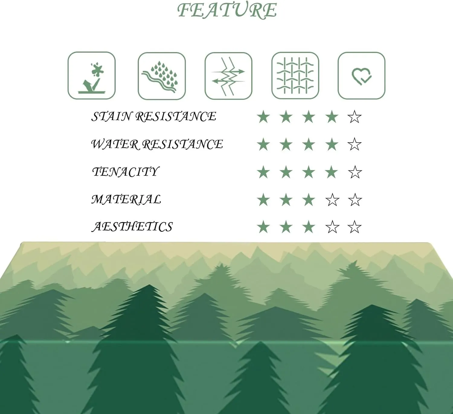 60x102 Inch Nature Rectangle Tablecloth Illustrated Sunrise Woodland Table Cloth Spill Resistant Durable Table Cover for Party Picnic Indoor Gaming Room Decor