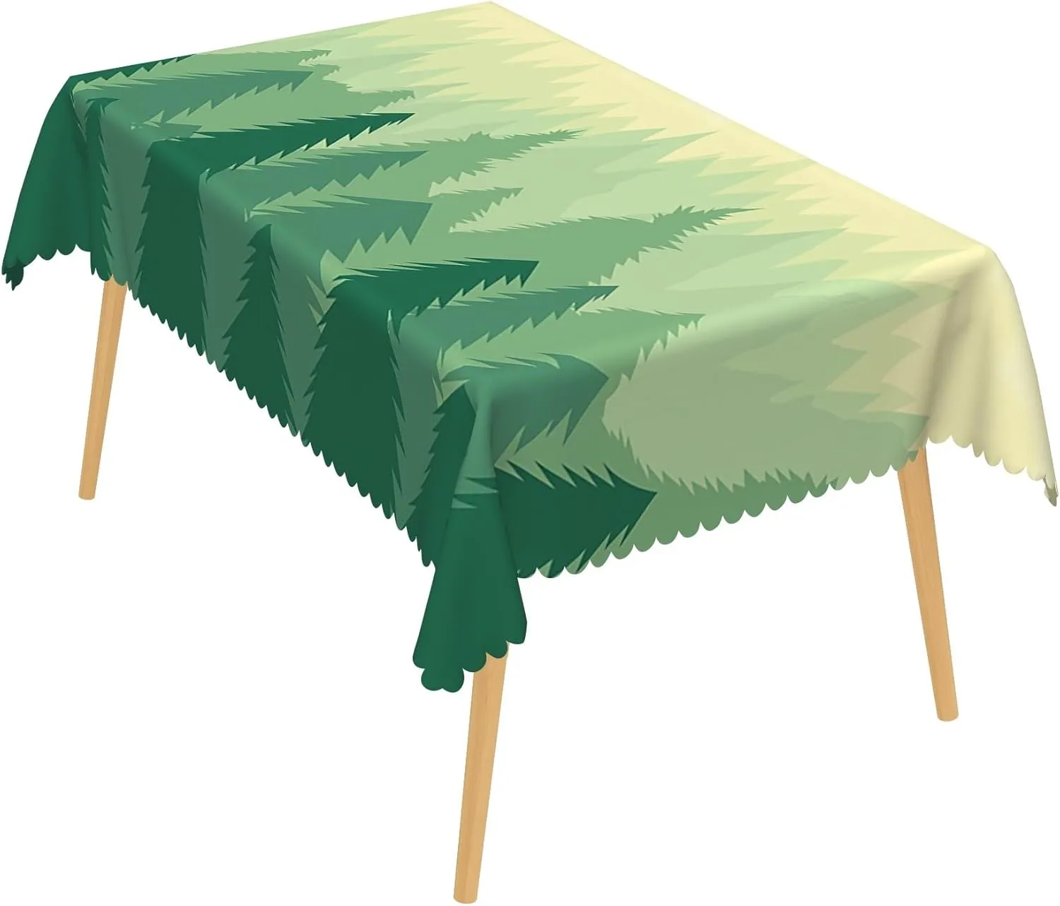 60x102 Inch Nature Rectangle Tablecloth Illustrated Sunrise Woodland Table Cloth Spill Resistant Durable Table Cover for Party Picnic Indoor Gaming Room Decor