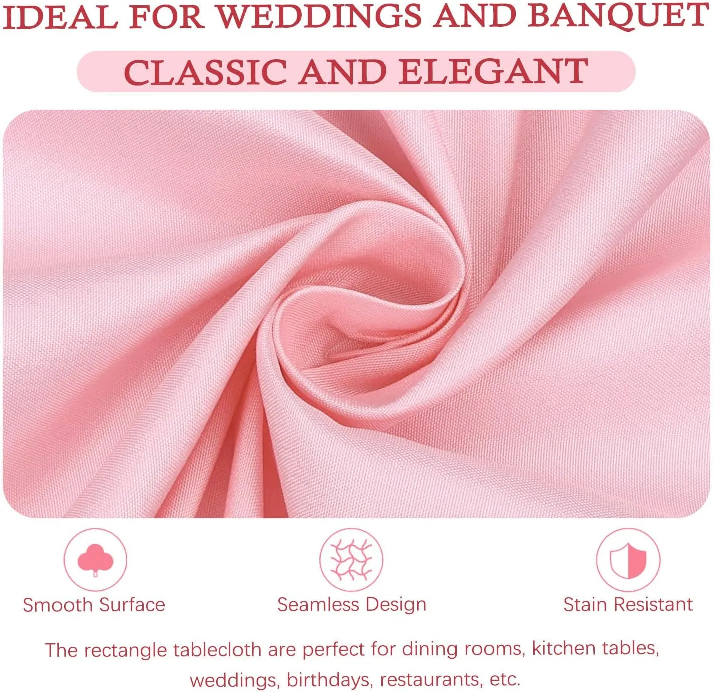 8 Pack Pink Tablecloth 60 x 126 Inch Rectangle Table Cloth for 8 Foot Tables, Wrinkle Resistant Washable Decorative Fabric Polyester Table Covers for Wedding Party Banquet Buffet