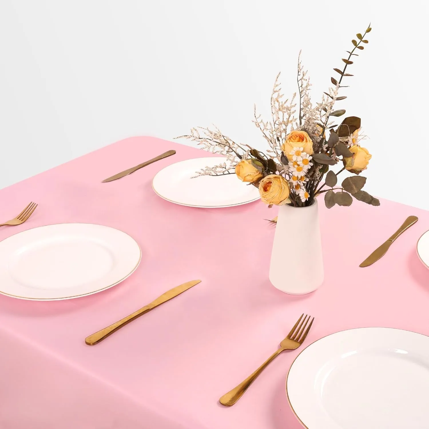 8 Pack Pink Tablecloth 60 x 126 Inch Rectangle Table Cloth for 8 Foot Tables, Wrinkle Resistant Washable Decorative Fabric Polyester Table Covers for Wedding Party Banquet Buffet
