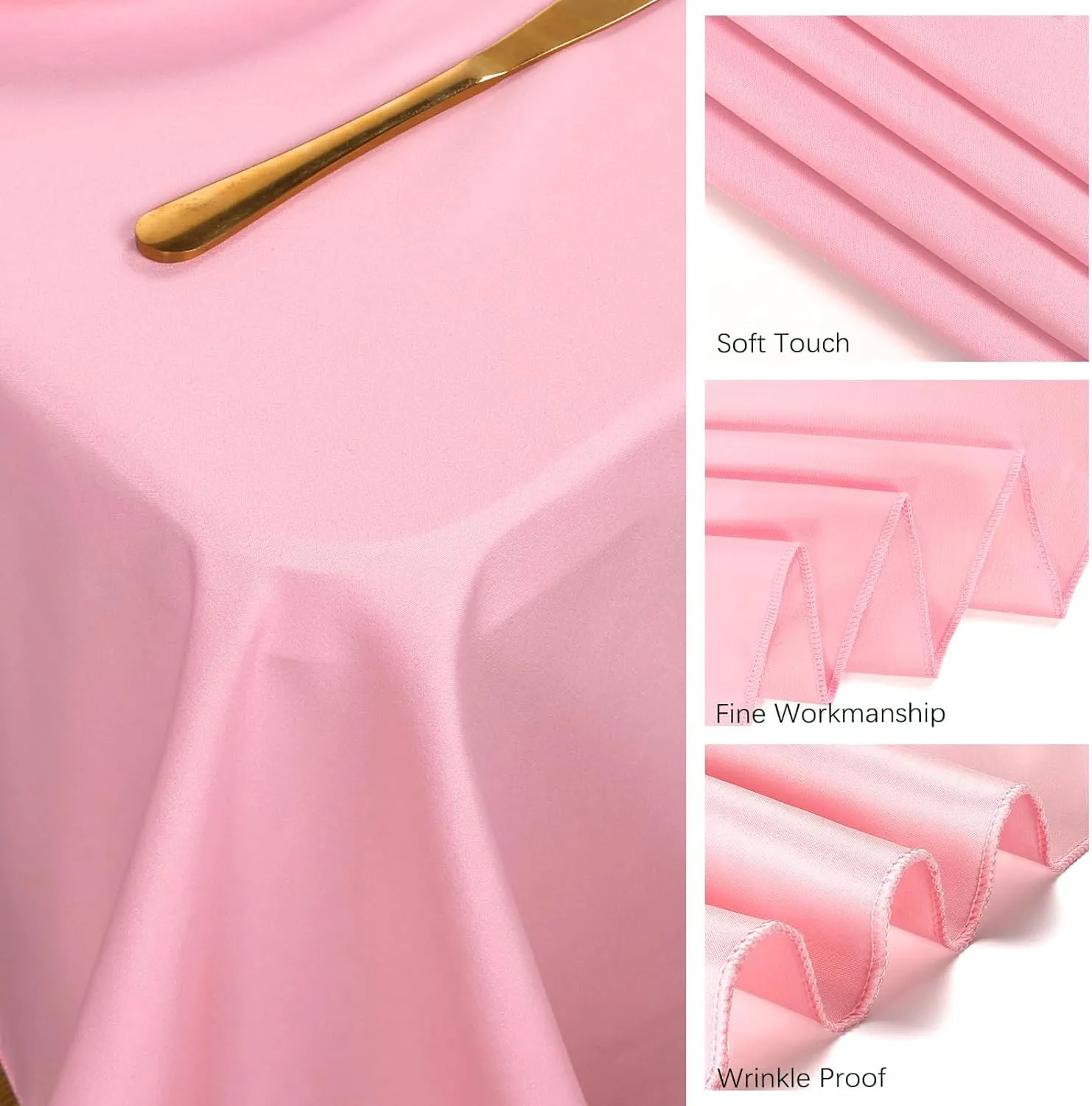 8 Pack Pink Tablecloth 60 x 126 Inch Rectangle Table Cloth for 8 Foot Tables, Wrinkle Resistant Washable Decorative Fabric Polyester Table Covers for Wedding Party Banquet Buffet
