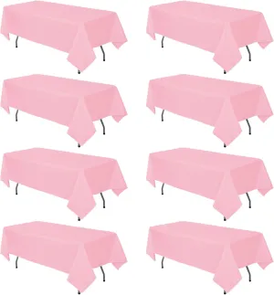 8 Pack Pink Tablecloth 60 x 126 Inch Rectangle Table Cloth for 8 Foot Tables, Wrinkle Resistant Washable Decorative Fabric Polyester Table Covers for Wedding Party Banquet Buffet
