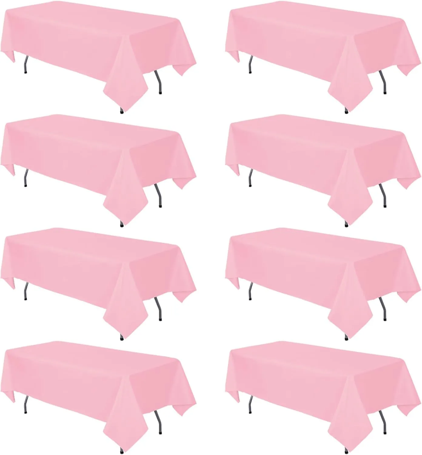 8 Pack Pink Tablecloth 60 x 126 Inch Rectangle Table Cloth for 8 Foot Tables, Wrinkle Resistant Washable Decorative Fabric Polyester Table Covers for Wedding Party Banquet Buffet