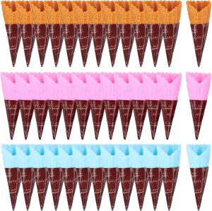 80 Pcs Mini Realistic Artificial Ice Cream Cone Adorable Ice Cream Cone Pretend Play Food Dollhouse Refrigerator Supplies Simulation Cone Light Clay Crisp Cone Cream Gel Food Play Accessories