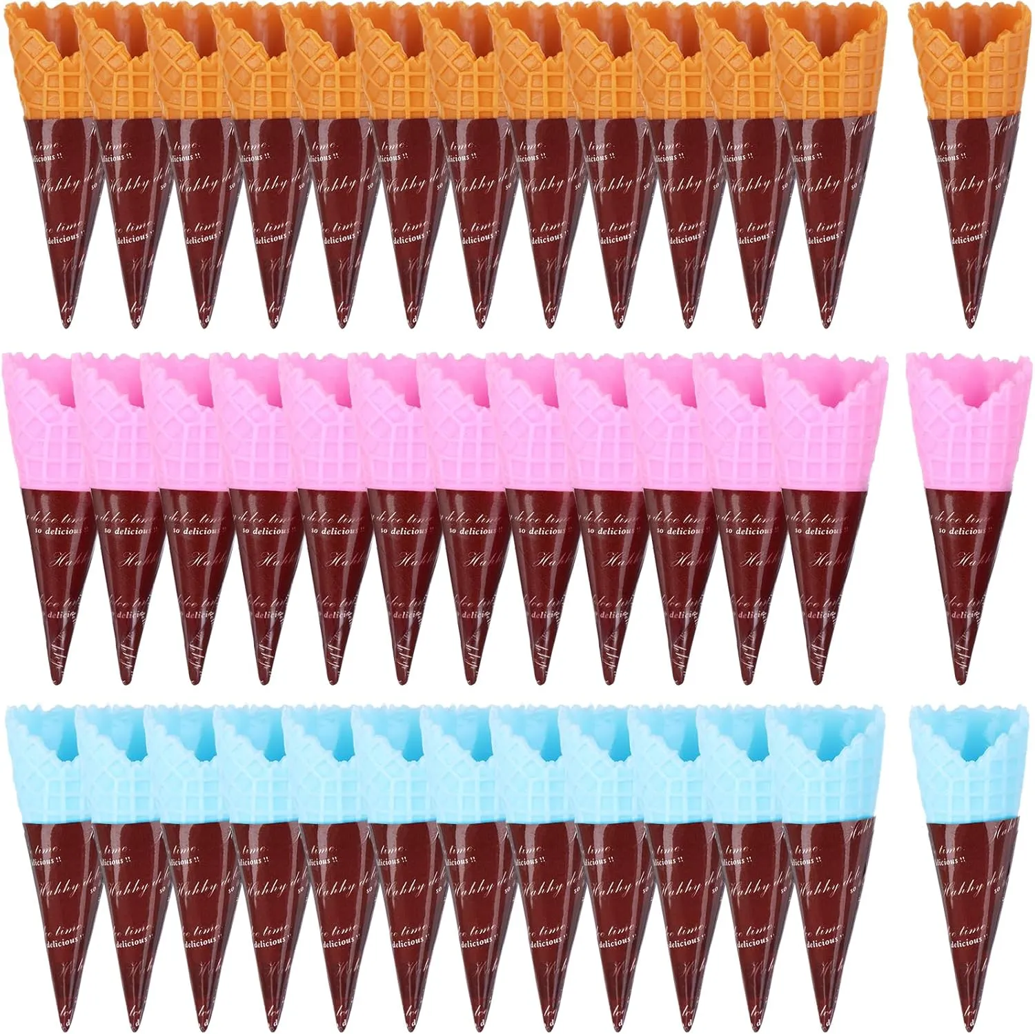 80 Pcs Mini Realistic Artificial Ice Cream Cone Adorable Ice Cream Cone Pretend Play Food Dollhouse Refrigerator Supplies Simulation Cone Light Clay Crisp Cone Cream Gel Food Play Accessories