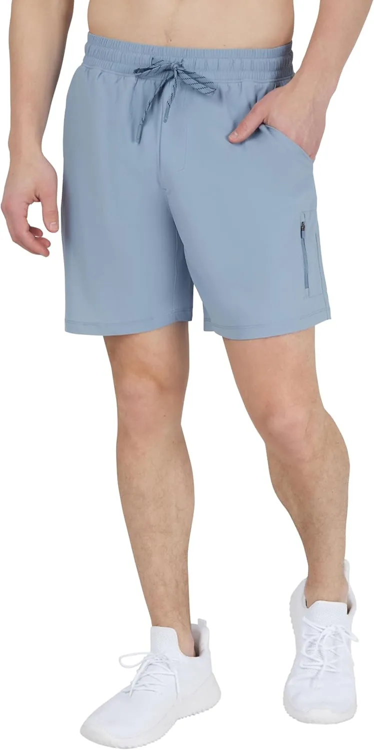90 Degree by Reflex Mens Quick Dry Workout Short 7" Side Pocket Shorts with Drawstring