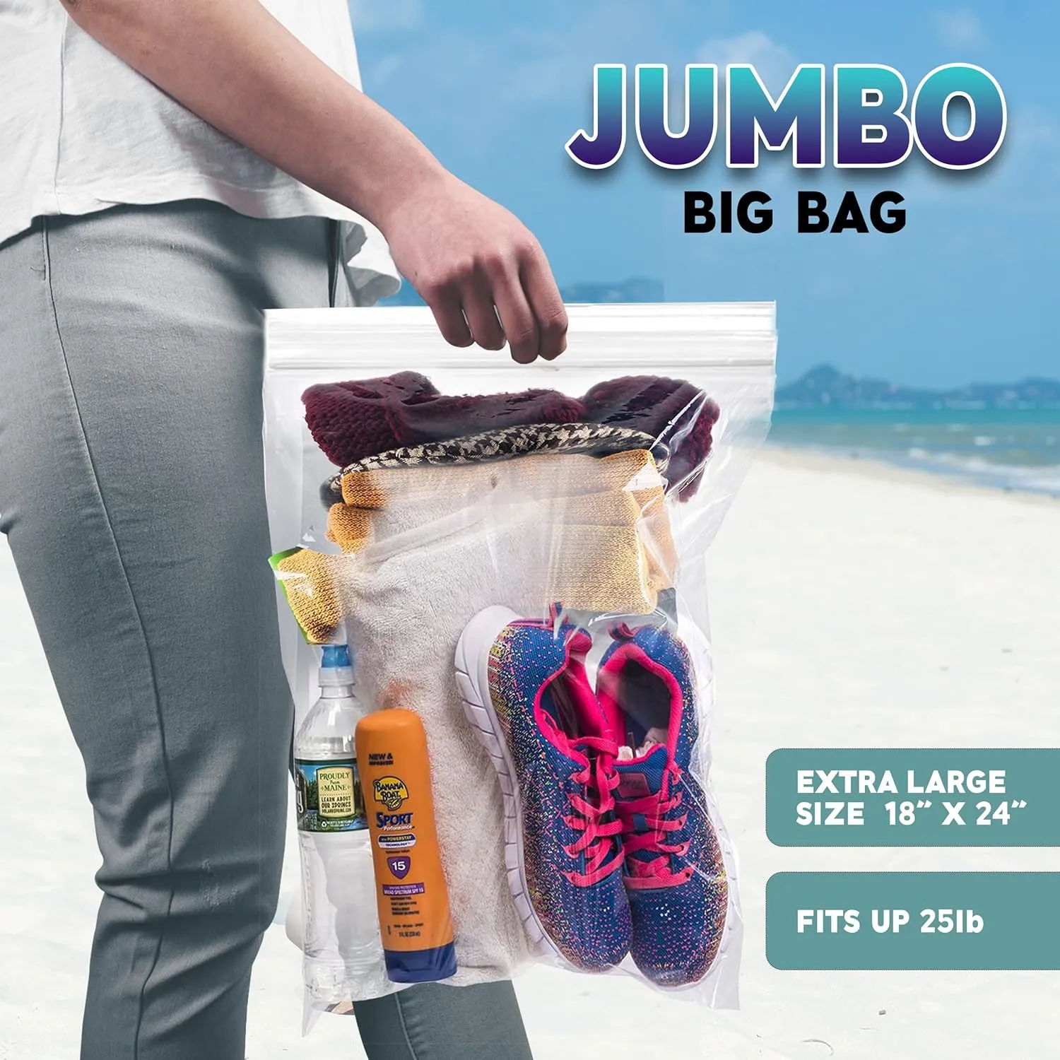99 BAGS: X-Large Plastic Bags With Zipper Top, 5 GALLON Size 18" x 24", Extra Large Storage Bags, For Seasonal Clothes, Back to School, College, Dorm, Travel, Moving, BPA-Free, 2-Mil Thick FOR Food
