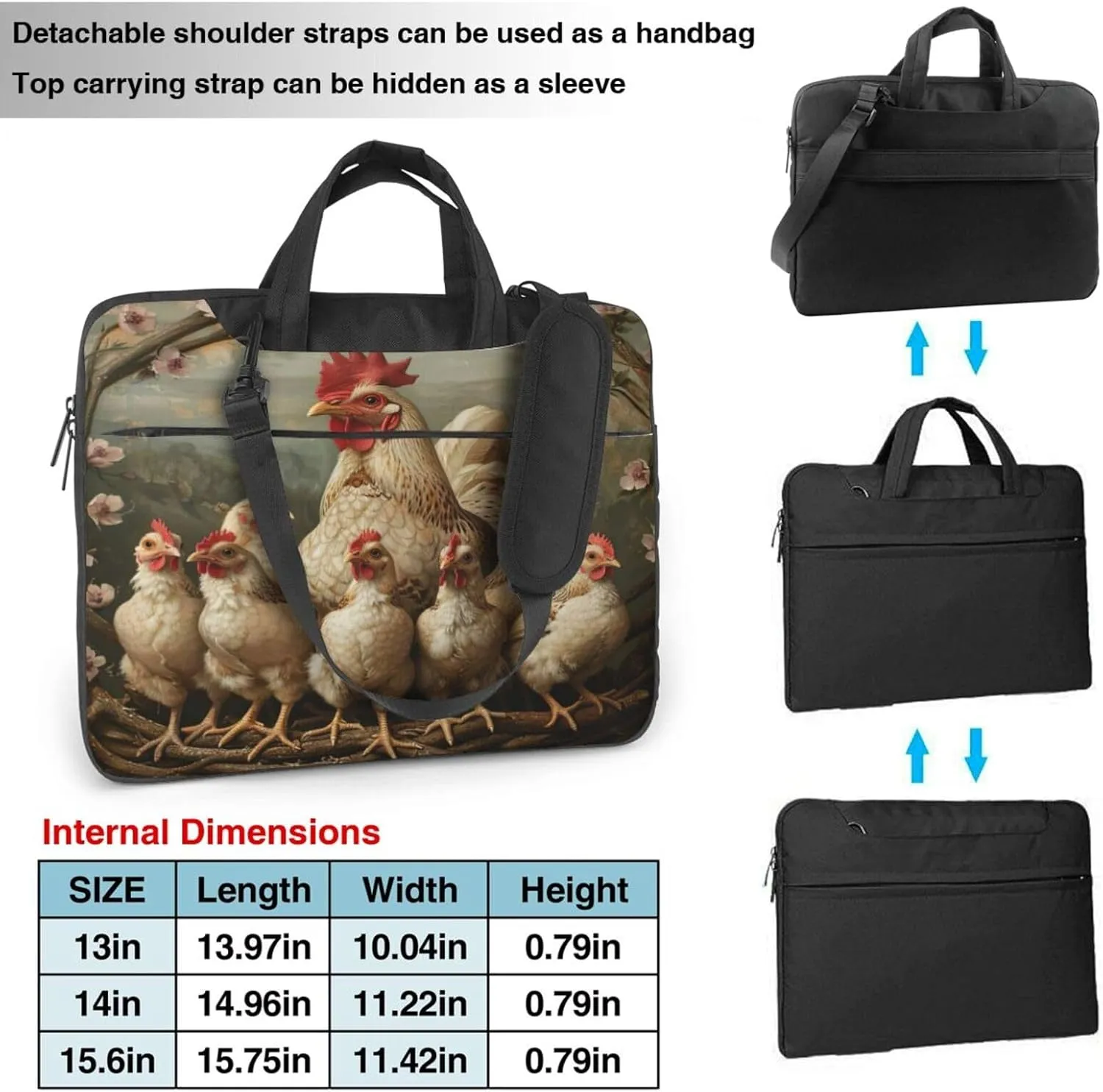 A Brood Of Chickens Print Laptop Bag,Can Use It Freely As A Shoulder Bag,Crossbody Bag,And Briefcase