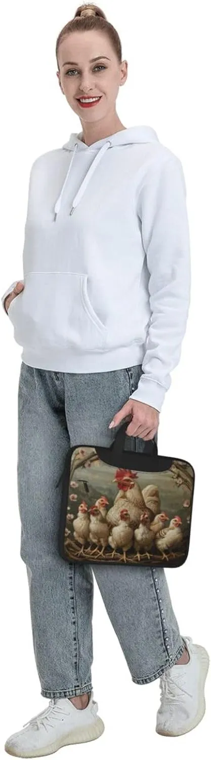 A Brood Of Chickens Print Laptop Bag,Can Use It Freely As A Shoulder Bag,Crossbody Bag,And Briefcase