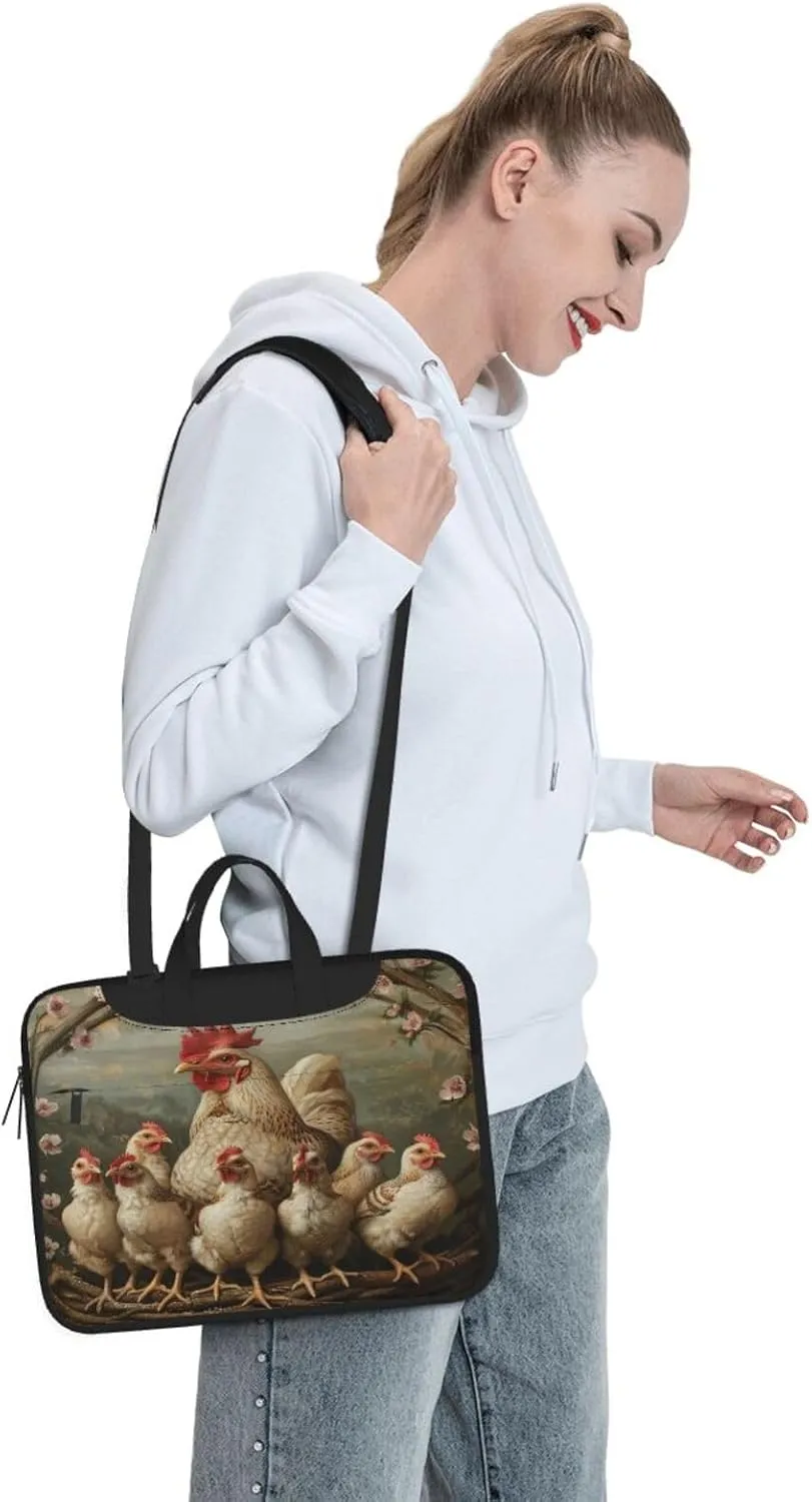 A Brood Of Chickens Print Laptop Bag,Can Use It Freely As A Shoulder Bag,Crossbody Bag,And Briefcase