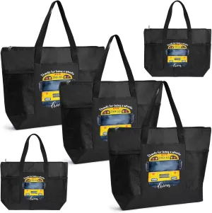 Abbylike 5 Pcs Bus Driver Gifts Tote Bags School Bus Driver Appreciation Gift Graduation Tote Bags Zipper for Women Men