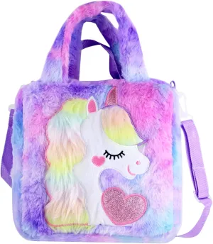Abhay Plush Unicorn Tote Bag Backpack - School Girls Handbag for Travel and Cute Bookbag for Unicorn Party Supplies