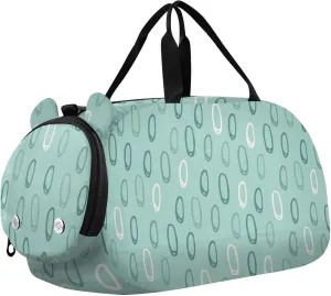 Abstract Circle Drawed Bold Lines Green Kids Cute Gym Bag with Shoes Compartment Large Capacity Weekender Overnight Duffel Bag for Boys and Girls