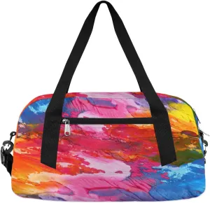 Abstract Colorful Pigment Kids Duffle Bag for Boys Girls Overnight Travel Bag Kids Duffel Bags Ballet Weekender Bag for School Gym Sport Sleepover Carry On Bag