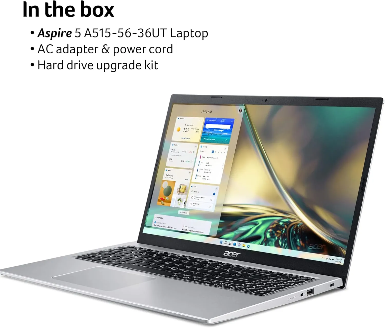 Acer Aspire 5 A515-56-36UT, 15.6" Full HD Display, 11th Gen Intel Core i3-1115G4 Processor, 4GB DDR4, 128GB NVMe SSD, WiFi 6, Windows 11 Home (S Mode)