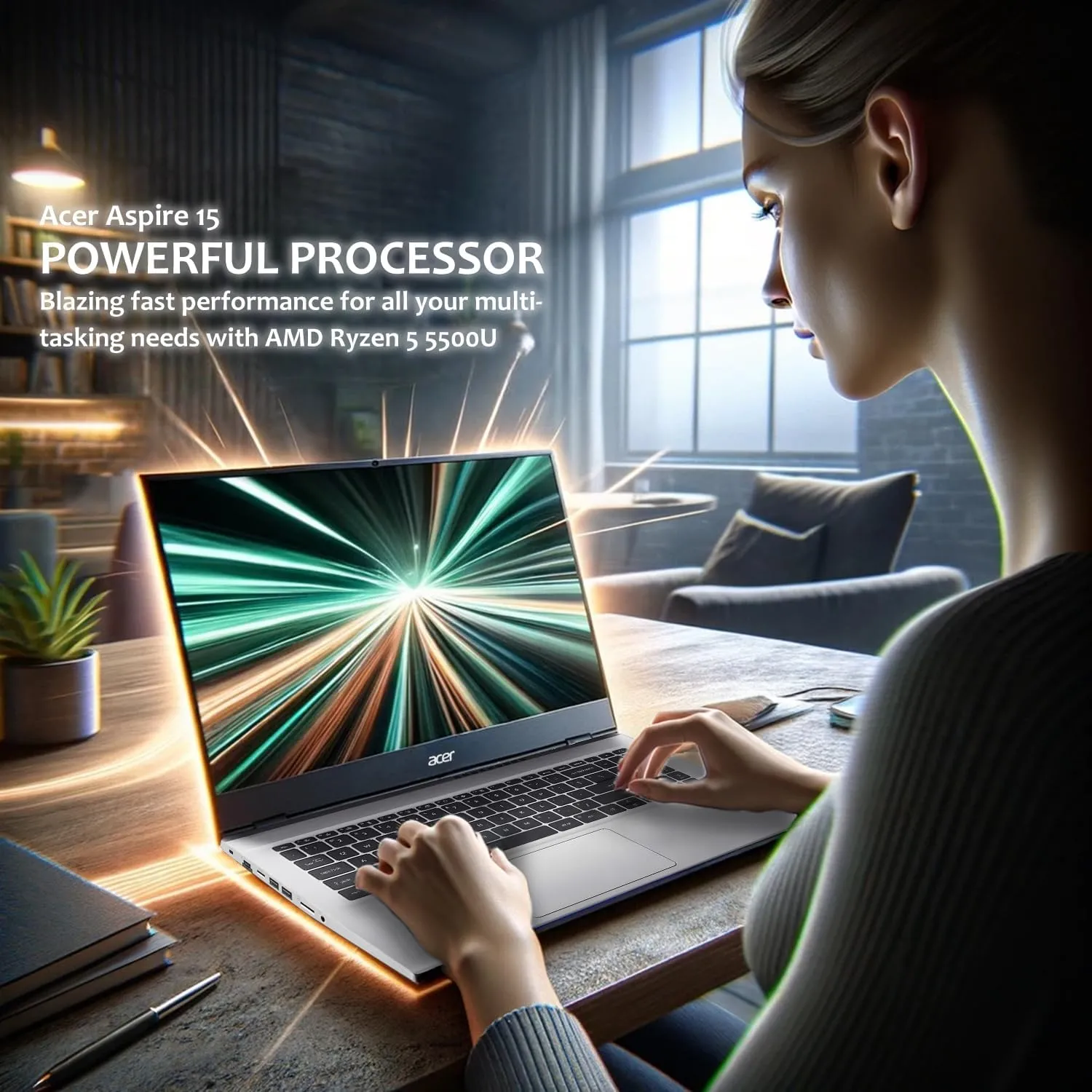acer Aspire Premium Laptop | 15.6" FHD Display | AMD Ryzen 5 5500U (Beats i7-1250U) | 16GB RAM | 1TB SSD | Long Battery Life | Sleek Design | Ethernet Port | Windows 11 Pro | w/WOWPC Bundle