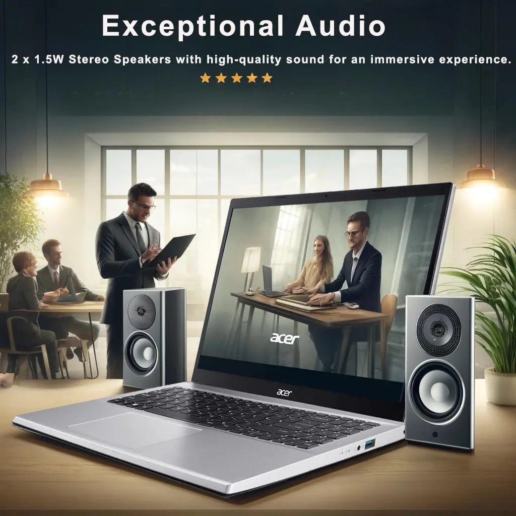 acer Aspire Premium Laptop, 32GB RAM, 1TB SSD,15.6" FHD Display, AMD Ryzen 5 5500U (Beats i7-1250U), Sleek Design, Ethernet Port, Windows 11 Pro, Silver (Renewed)