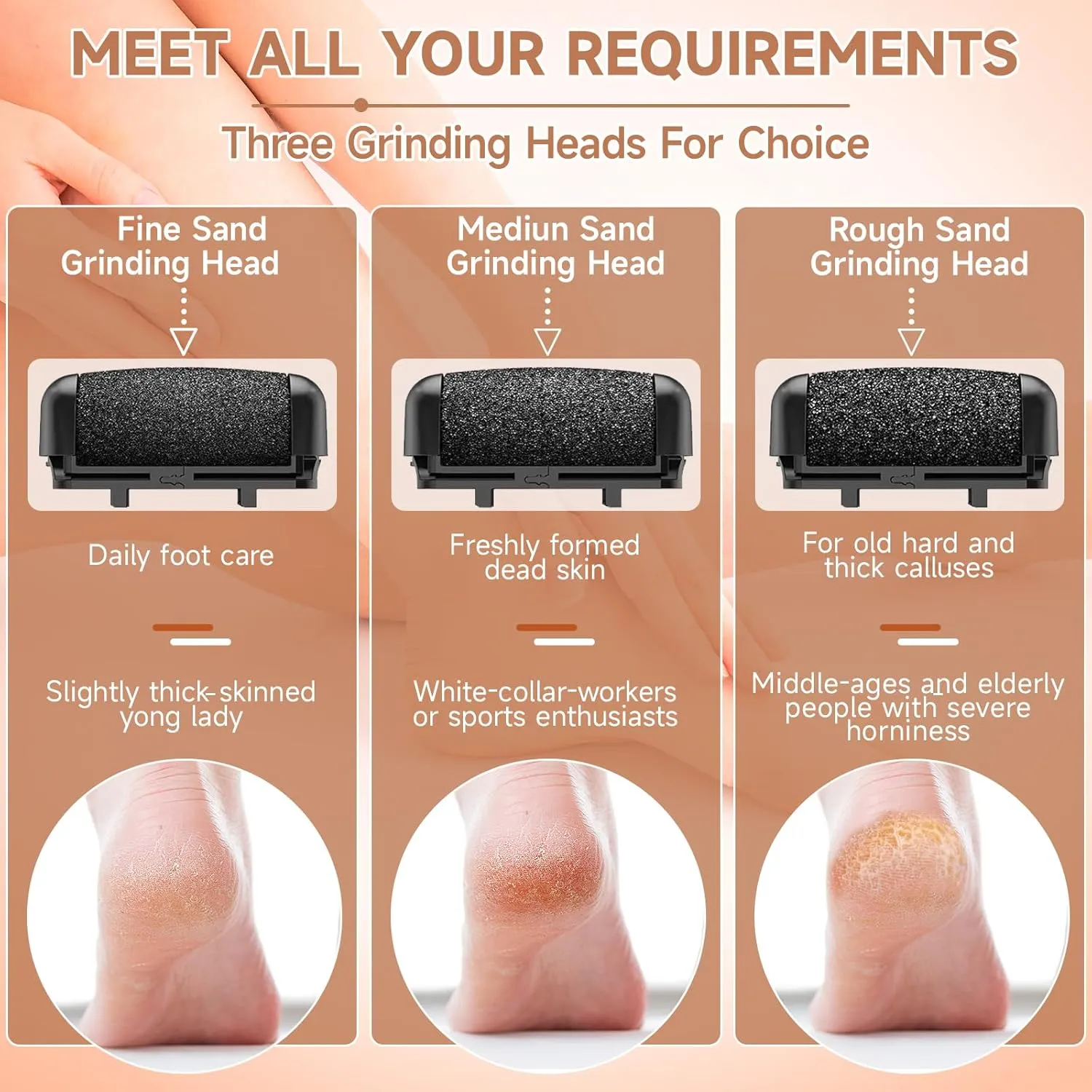 AdamPark Electric Callus Remover for Feet,Rechargeable Foot File Pedicure Kits,Professional Waterproof Pedi Feet Care Tools Wet&Dry Foot Scrubber File for Hard Cracked Dead Skin with Bag