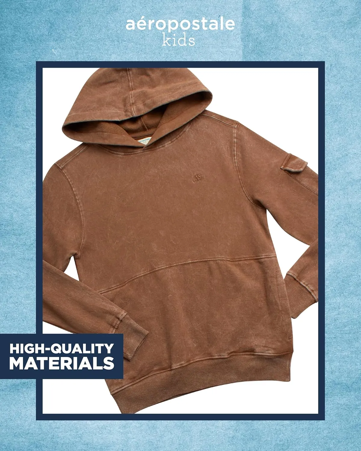 AEROPOSTALE Boys' Pullover Hoodie - Comfortable Fit Fleece Hoodie with Patch Pocket on Sleeve - Hoodies for Boys (Sizes:8-16)