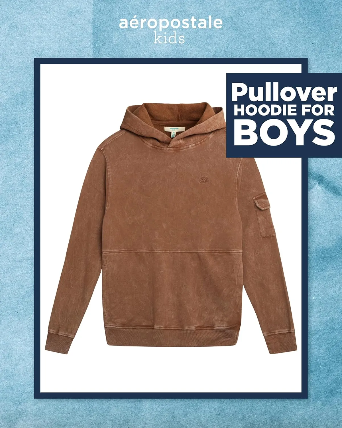 AEROPOSTALE Boys' Pullover Hoodie - Comfortable Fit Fleece Hoodie with Patch Pocket on Sleeve - Hoodies for Boys (Sizes:8-16)