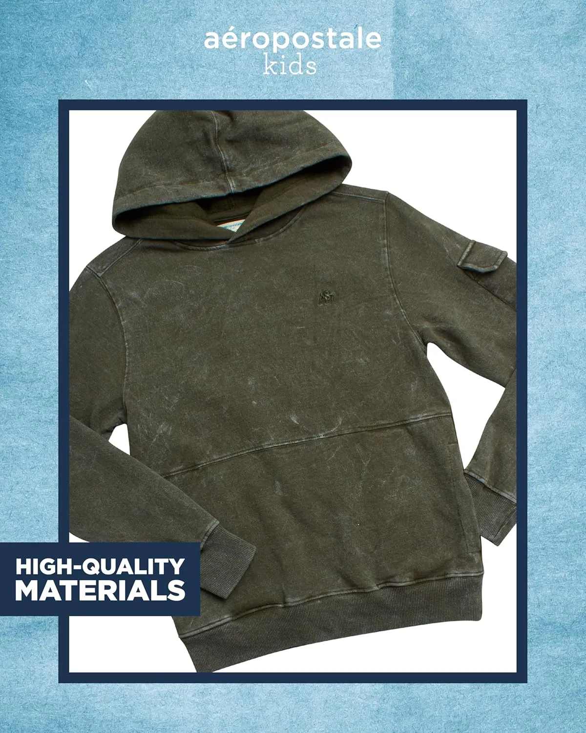 AEROPOSTALE Boys' Pullover Hoodie - Comfortable Fit Fleece Hoodie with Patch Pocket on Sleeve - Hoodies for Boys (Sizes:8-16)