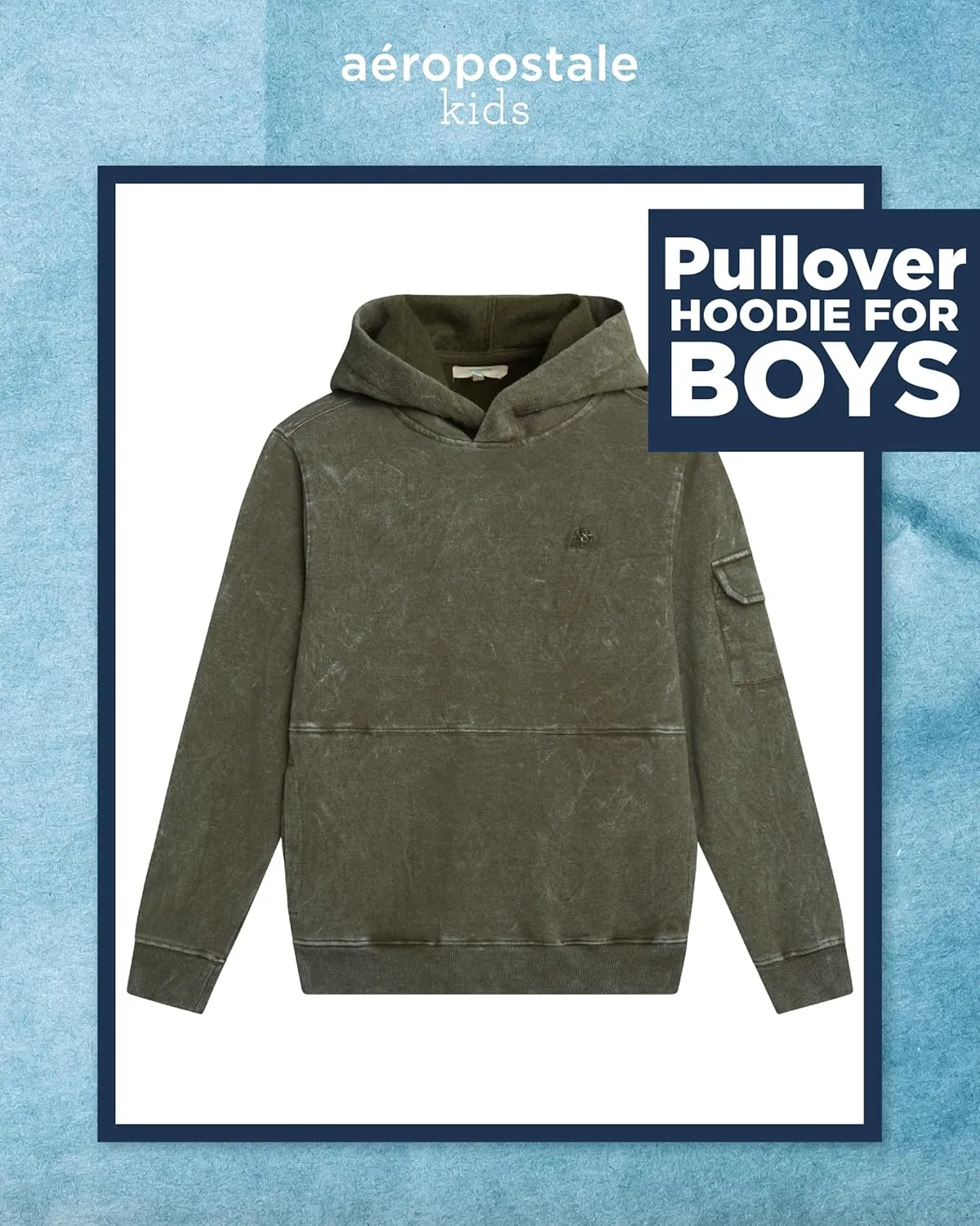AEROPOSTALE Boys' Pullover Hoodie - Comfortable Fit Fleece Hoodie with Patch Pocket on Sleeve - Hoodies for Boys (Sizes:8-16)