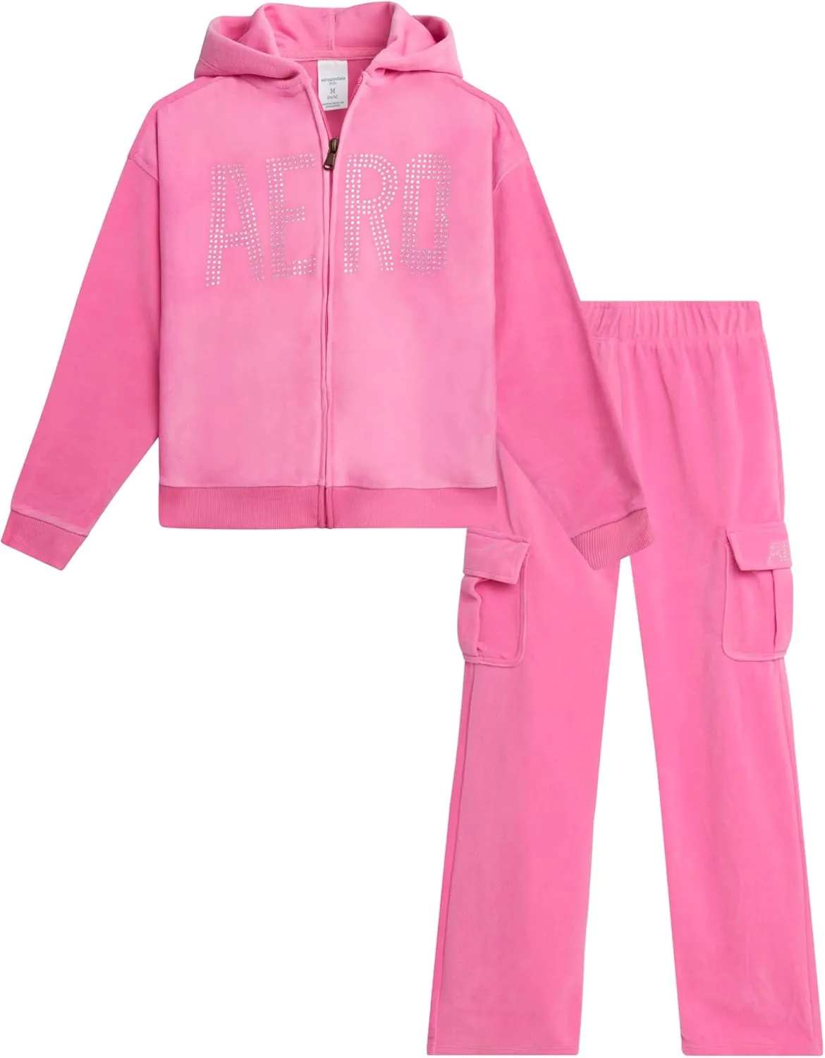 AEROPOSTALE Girls' Sweatsuit Set - 2 Piece Zip Up Hoodie Sweatshirt and Flare Cargo Pants - Girls' Activewear Set (4-12)