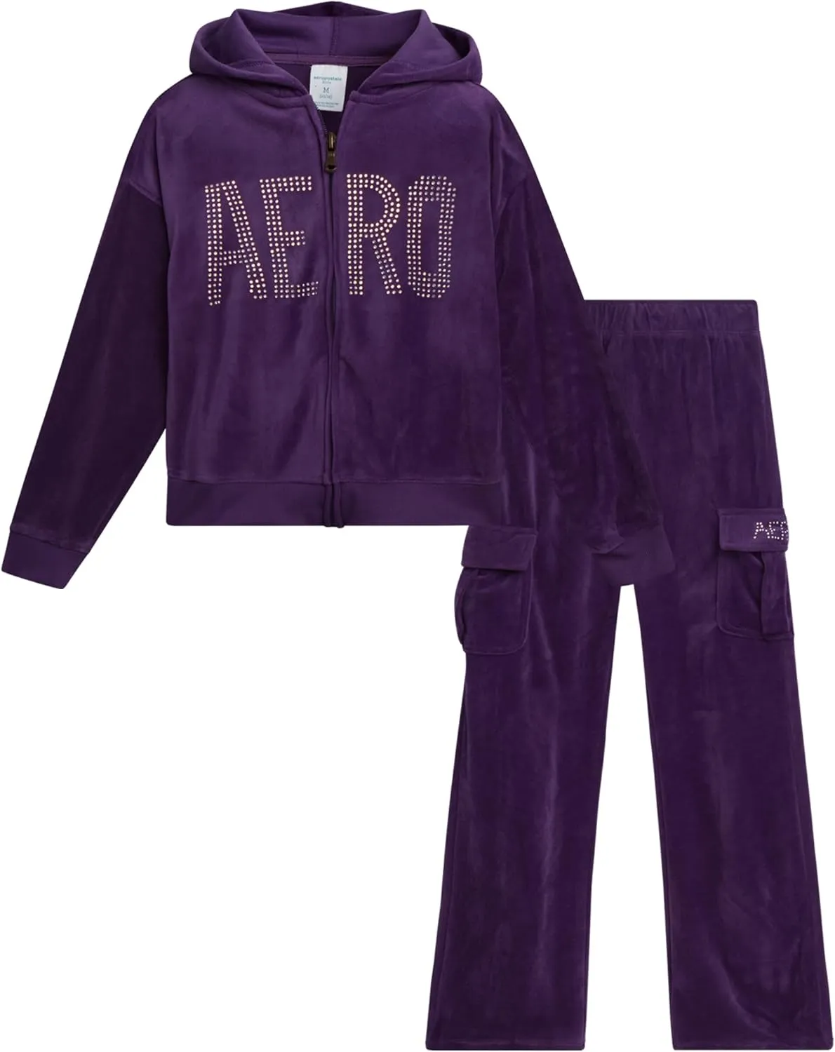 AEROPOSTALE Girls' Sweatsuit Set - 2 Piece Zip Up Hoodie Sweatshirt and Flare Cargo Pants - Girls' Activewear Set (4-12)