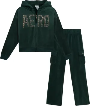 AEROPOSTALE Girls' Sweatsuit Set - 2 Piece Zip Up Hoodie Sweatshirt and Flare Cargo Pants - Girls' Activewear Set (4-12)