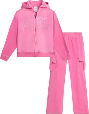 AEROPOSTALE Girls' Sweatsuit Set - 2 Piece Zip Up Hoodie Sweatshirt and Flare Cargo Pants - Girls' Activewear Set (4-12)