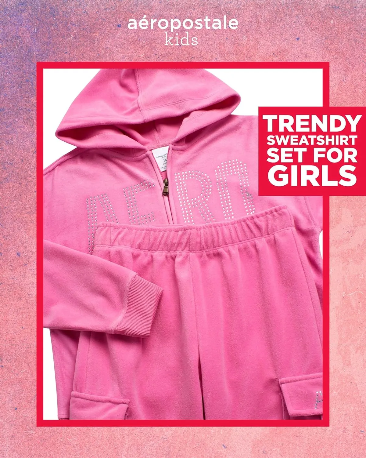 AEROPOSTALE Girls' Sweatsuit Set - 2 Piece Zip Up Hoodie Sweatshirt and Flare Cargo Pants - Girls' Activewear Set (4-12)