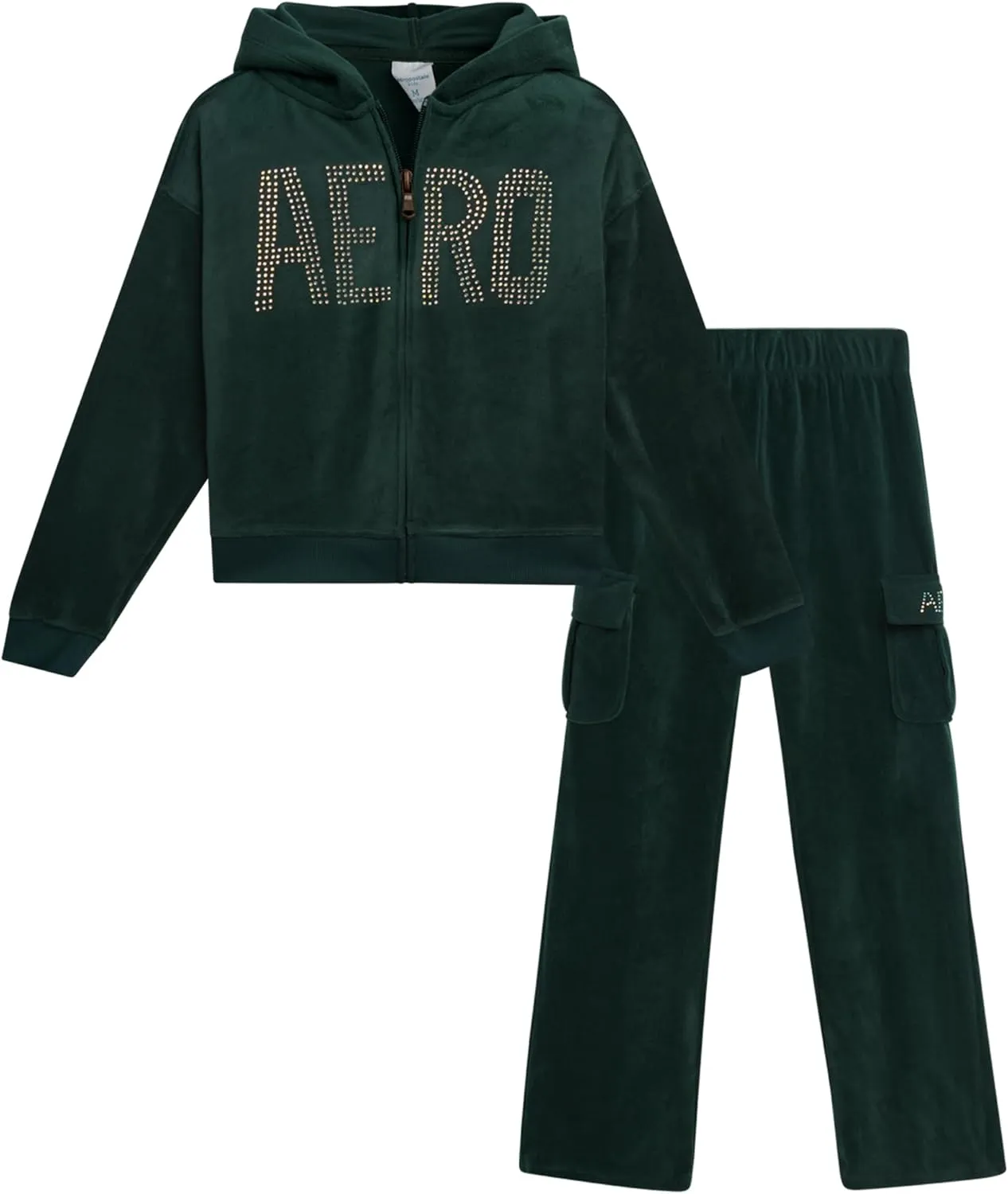 AEROPOSTALE Girls' Sweatsuit Set - 2 Piece Zip Up Hoodie Sweatshirt and Flare Cargo Pants - Girls' Activewear Set (4-12)