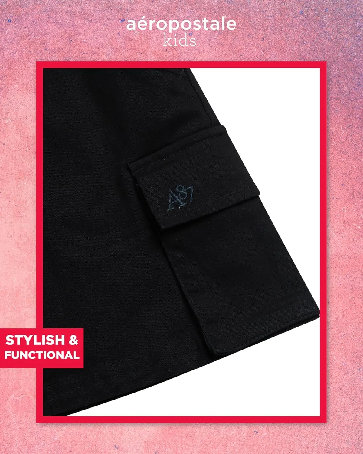 AEROPOSTALE Girls Twill Cargo Scooter Skirt - Stylish Pleated Skort with Drawcord Waistband and Utility Pockets (Sizes: 7-16)