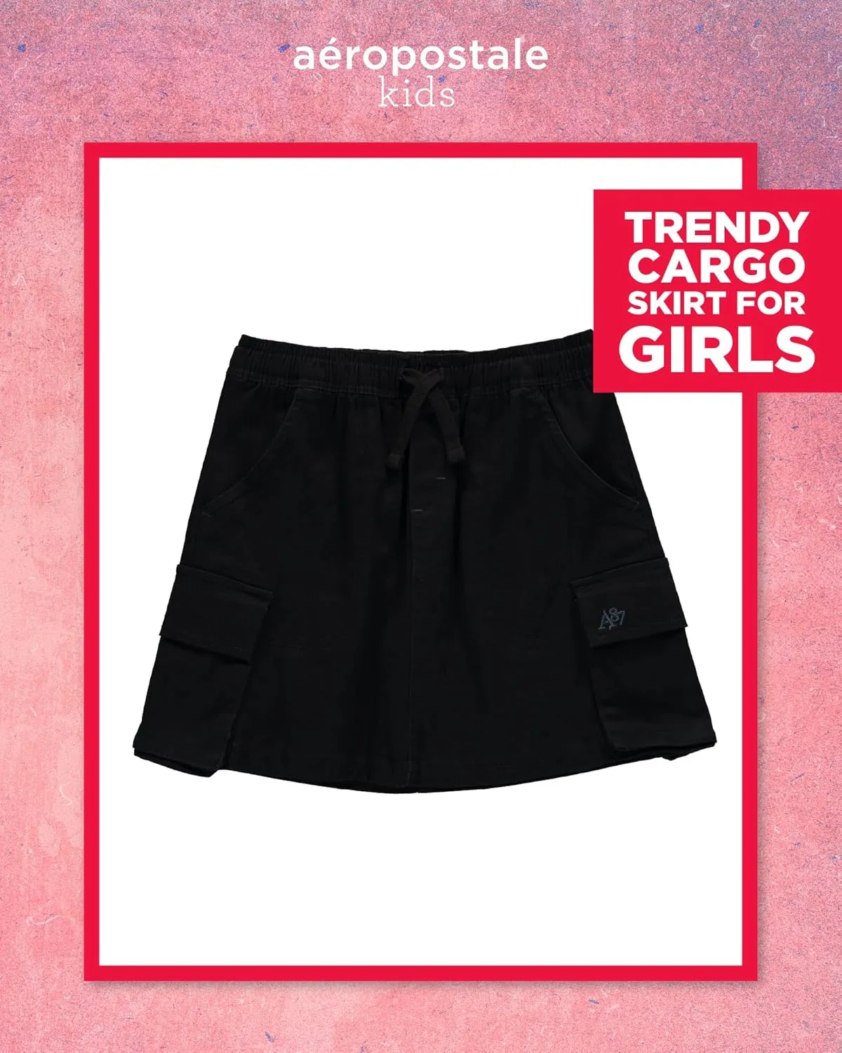 AEROPOSTALE Girls Twill Cargo Scooter Skirt - Stylish Pleated Skort with Drawcord Waistband and Utility Pockets (Sizes: 7-16)