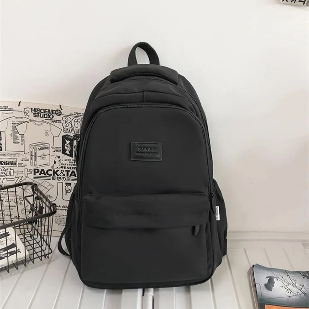 Aesthetic Backpack Cute Backpack for School College Backpack Large Capacity Bookbags for Girls Women Students Casual Travel Daypacks Solid Color(Black)