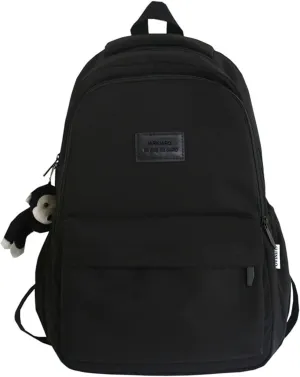 Aesthetic Backpack Cute Backpack for School College Backpack Large Capacity Bookbags for Girls Women Students Casual Travel Daypacks Solid Color(Black)