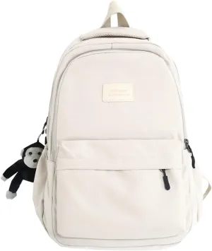 Aesthetic Backpack Cute Backpack for School College Backpack Large Capacity Bookbags for Girls Women Students Casual Travel Daypacks Solid Color(White)