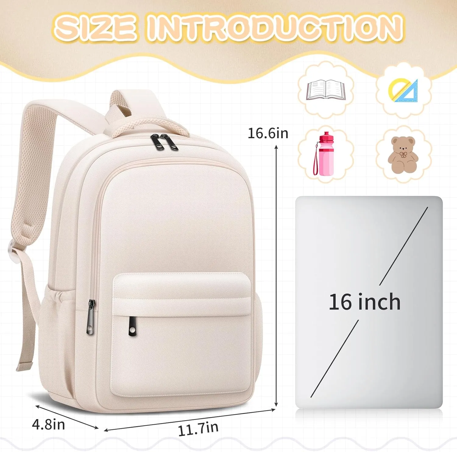 Aesthetic Cute Backpack for School Kids Bookbags Student Backpacks for Teen Girls Preppy Casual Middle School Bag