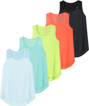 Aeuui 5 Pack Womens Workout Tops Mesh Racerback Tank Tops Sleeveless Athletic Gym Yoga Shirts