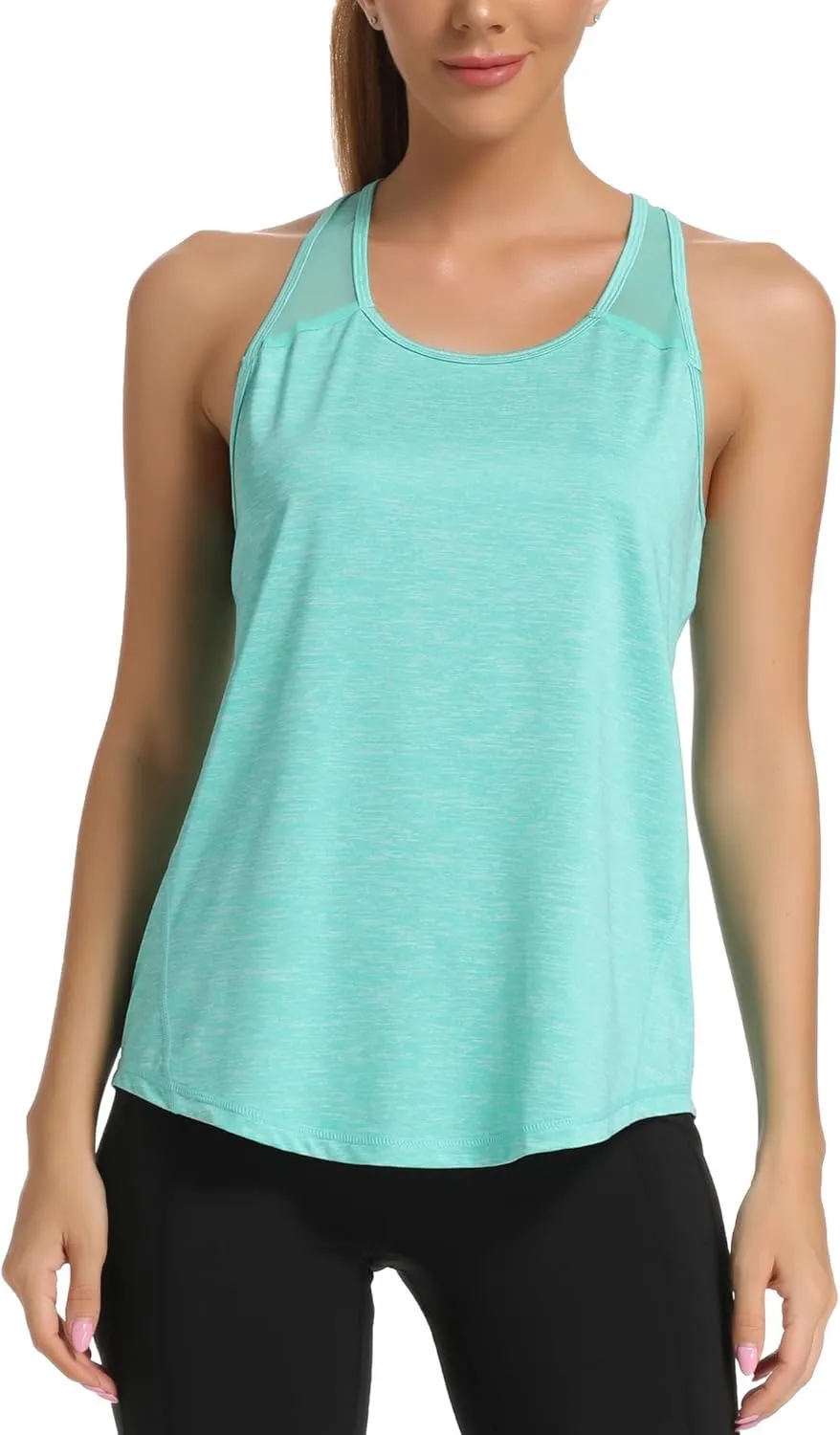 Aeuui 5 Pack Womens Workout Tops Mesh Racerback Tank Tops Sleeveless Athletic Gym Yoga Shirts