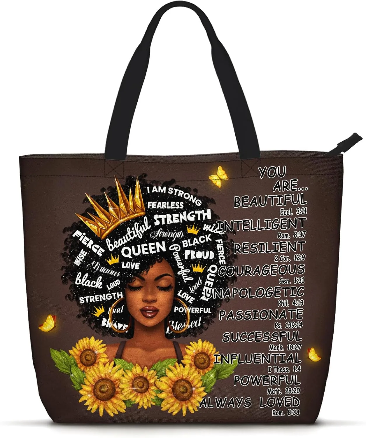 African American Black Women Tote Bag Black Girl Magic Shoulder Handbag For Work Travel Beach Shopping