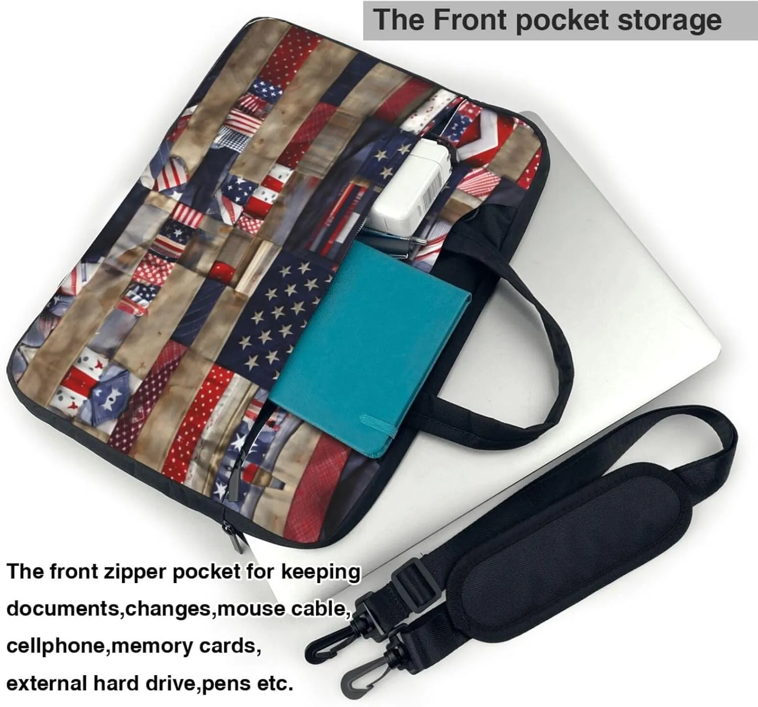 African Classic Weave Print Notebook Computer Protective Carrying Cover With Pocket,13 Inch Laptop Shoulder Bag