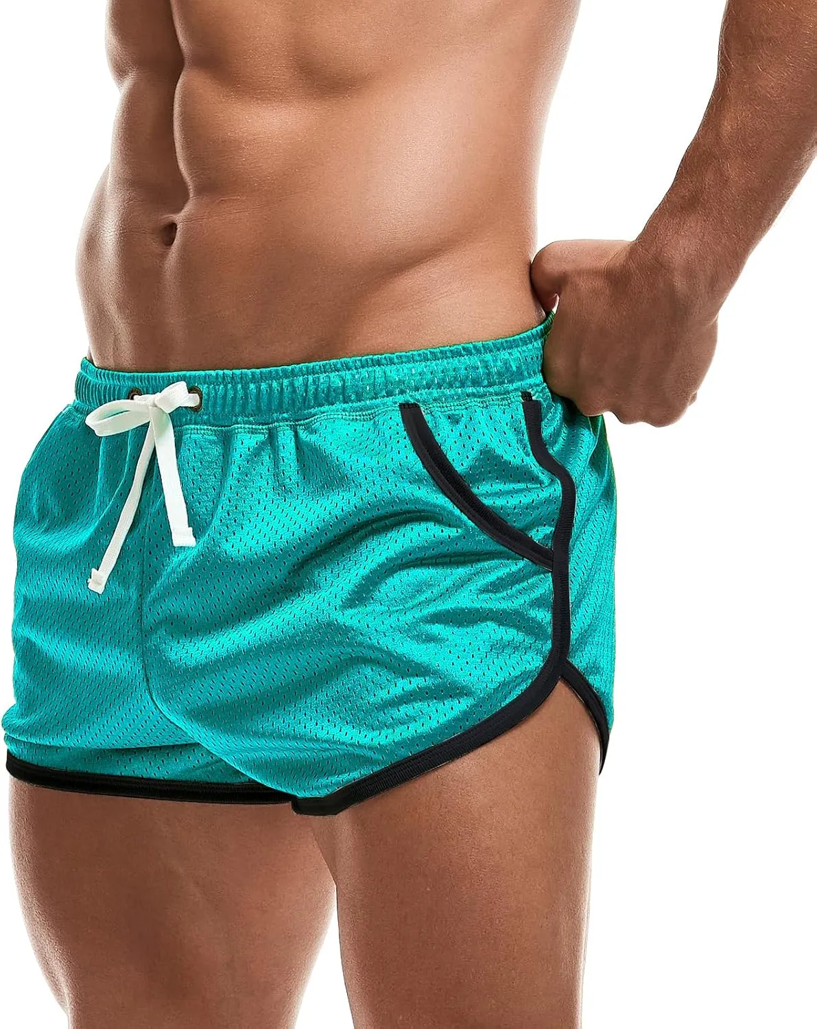 AIMPACT Mens Mesh 3 Inch Booty Shorts Sexy Side Split Athletic Workout Running Shorts